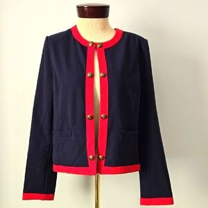 TOMMY HILFIGER |NEW WITH TAGS Navy and Red Women's Open Front Sweater. Size Med